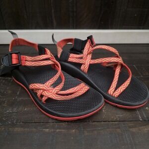 Chaco‎ ZX1 Ecotread Kids Size 4 Orange Red Yellow Sandals Fabric Upper Strappy